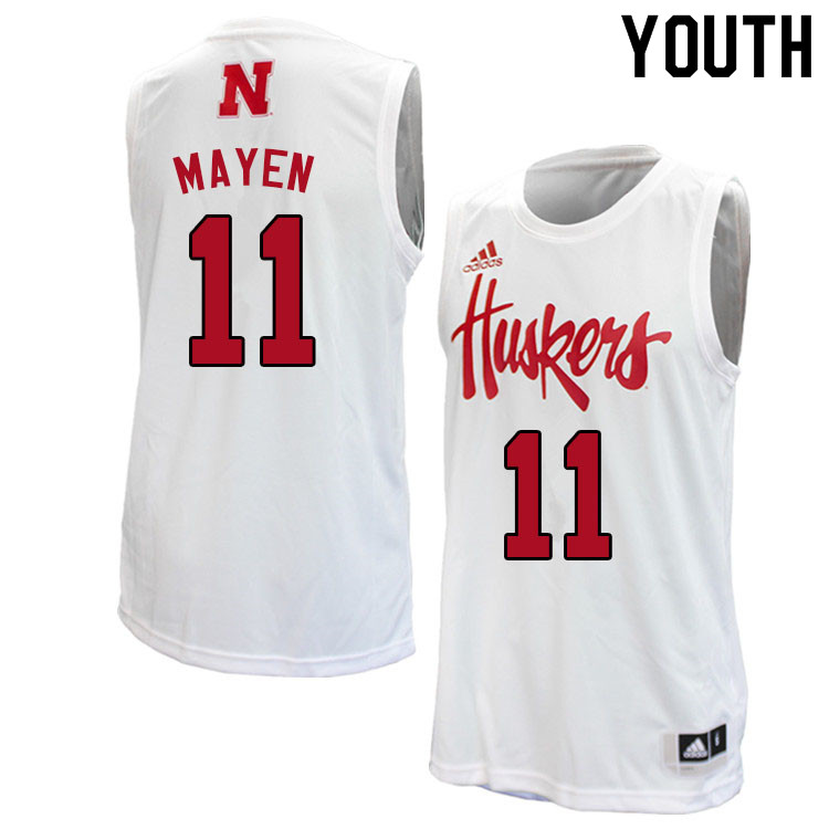 Youth #11 Lat Mayen Nebraska Cornhuskers College Basketball Jerseys Sale-White - Click Image to Close